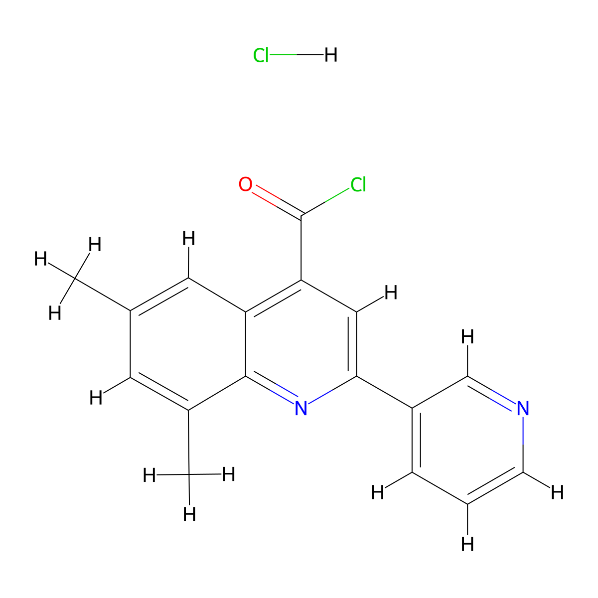 6,8-Dimethyl-2-(pyridin-3-yl)quinoline-4-carbonyl chloride hydrochloride molecular structure, CAS 1332530-71-8