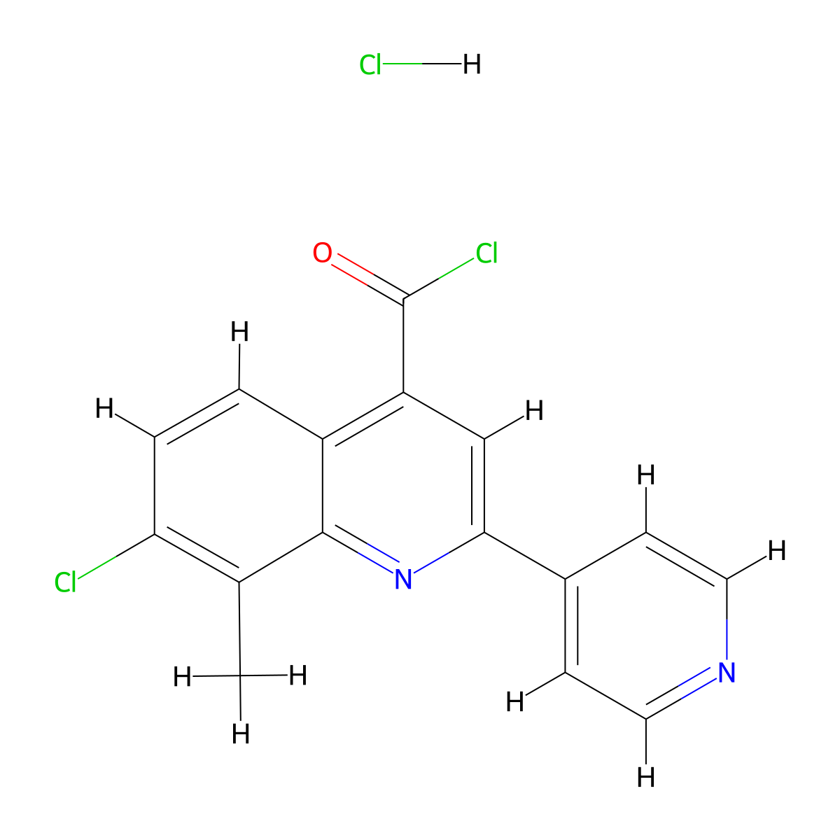 7-Chloro-8-methyl-2-(pyridin-4-yl)quinoline-4-carbonyl chloride hydrochloride molecular structure, CAS 1332530-76-3