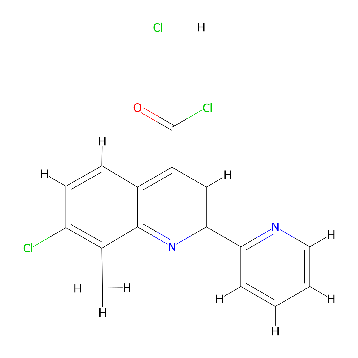 7-Chloro-8-methyl-2-(pyridin-2-yl)quinoline-4-carbonyl chloride hydrochloride molecular structure, CAS 1332530-79-6