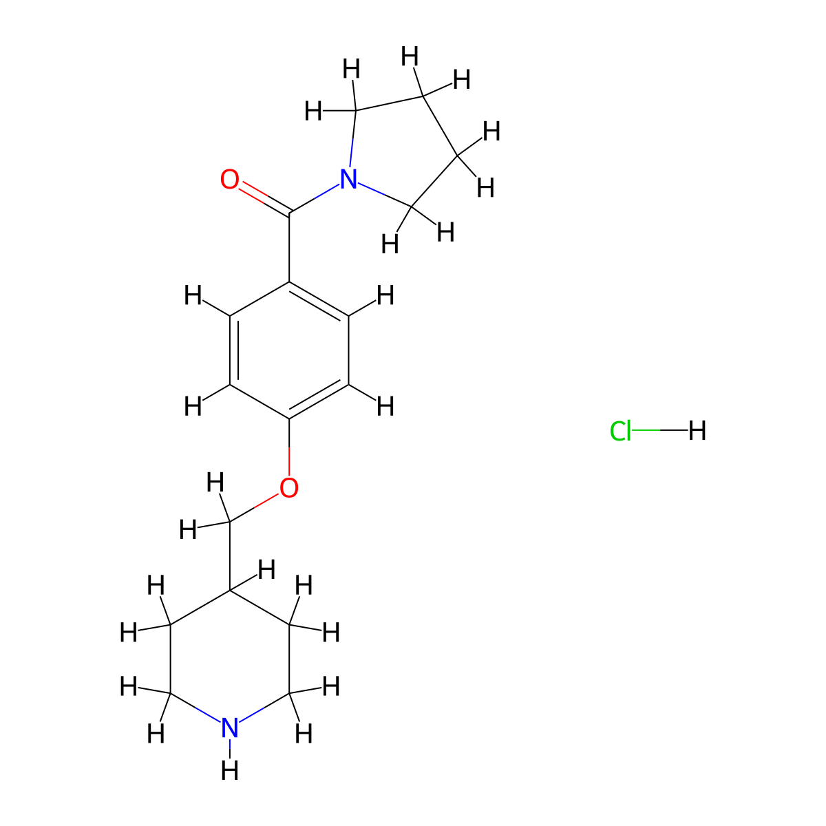 4-{[4-(Pyrrolidin-1-ylcarbonyl)phenoxy]-methyl}piperidine hydrochloride molecular structure, CAS 1332530-81-0