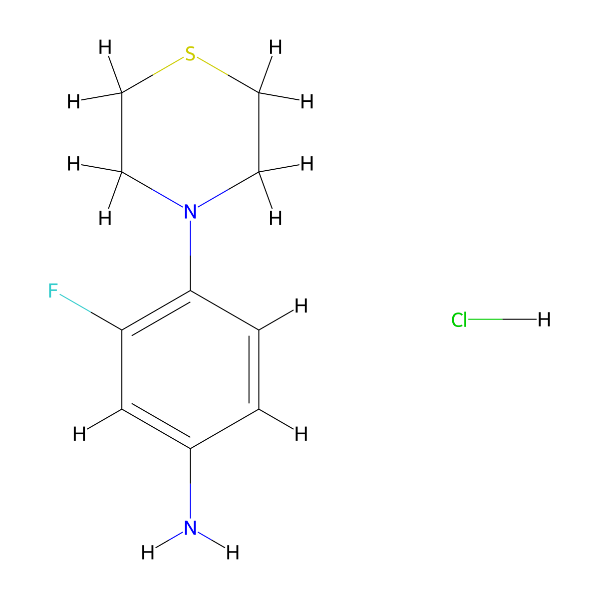 (3-Fluoro-4-thiomorpholin-4-ylphenyl)amine hydrochloride molecular structure, CAS 1332530-82-1