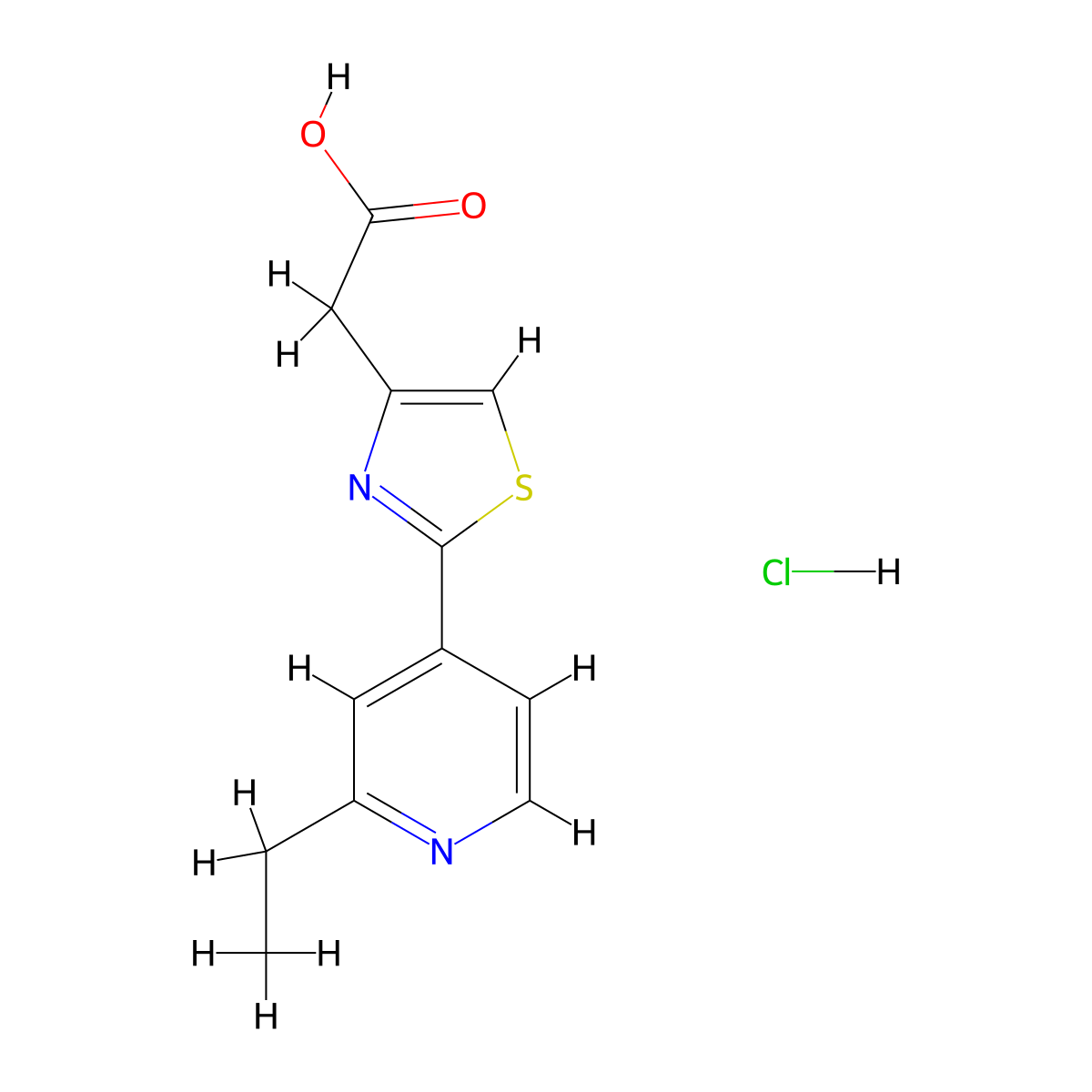 [2-(2-Ethylpyridin-4-yl)-1,3-thiazol-4-yl]acetic acid hydrochloride molecular structure, CAS 1332530-85-4