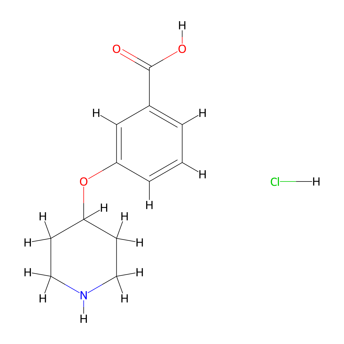 3-(Piperidin-4-yloxy)benzoic acid hydrochloride molecular structure, CAS 1332530-90-1