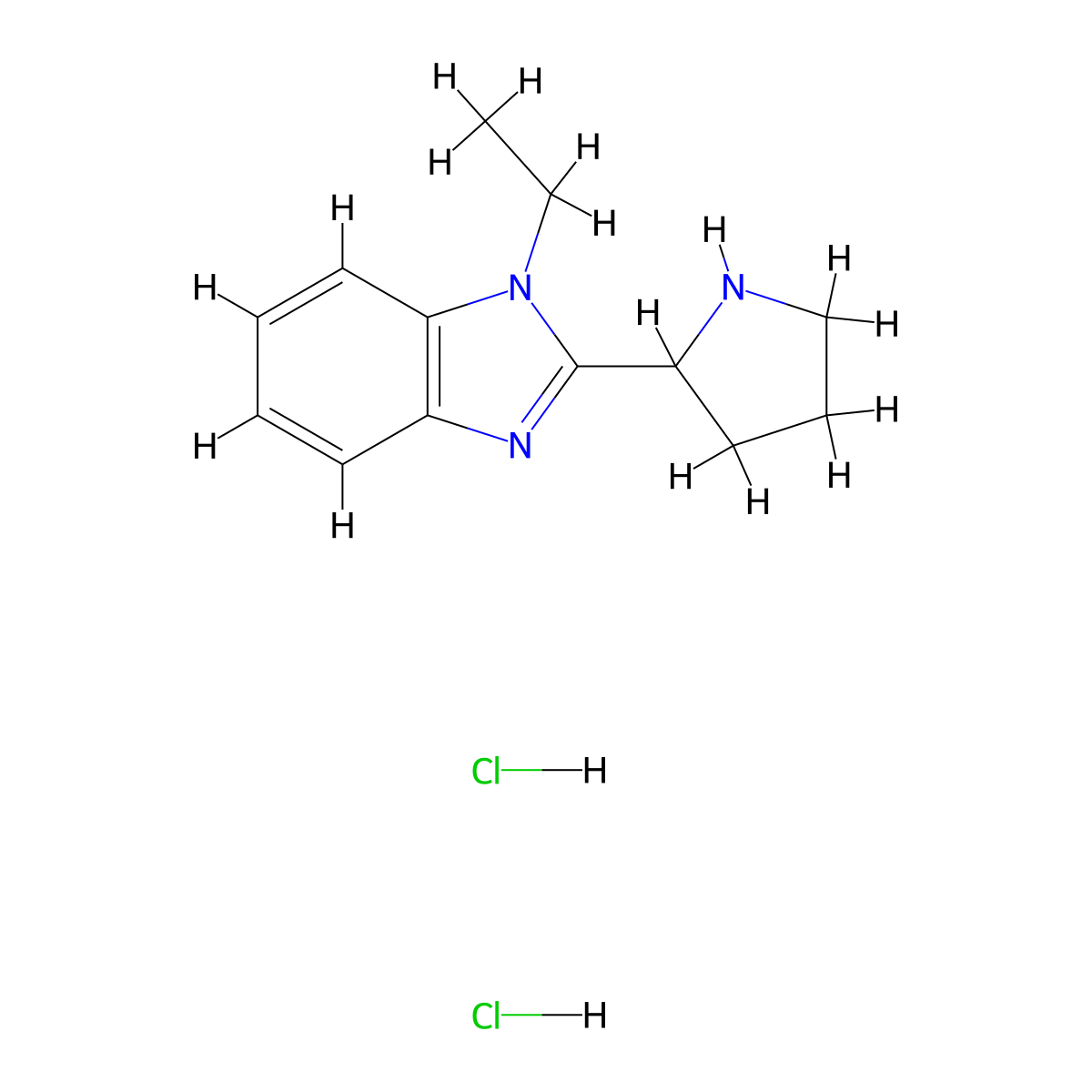 1-Ethyl-2-pyrrolidin-2-yl-1H-benzimidazole dihydrochloride molecular structure, CAS 1332530-95-6