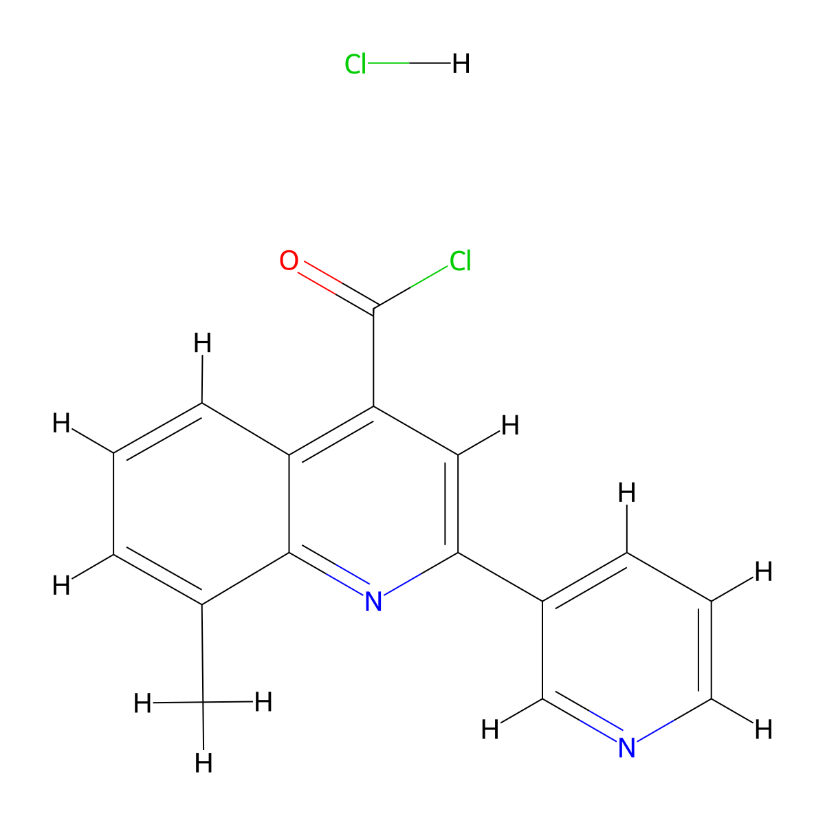 8-Methyl-2-(pyridin-3-yl)quinoline-4-carbonyl chloride hydrochloride molecular structure, CAS 1332530-97-8