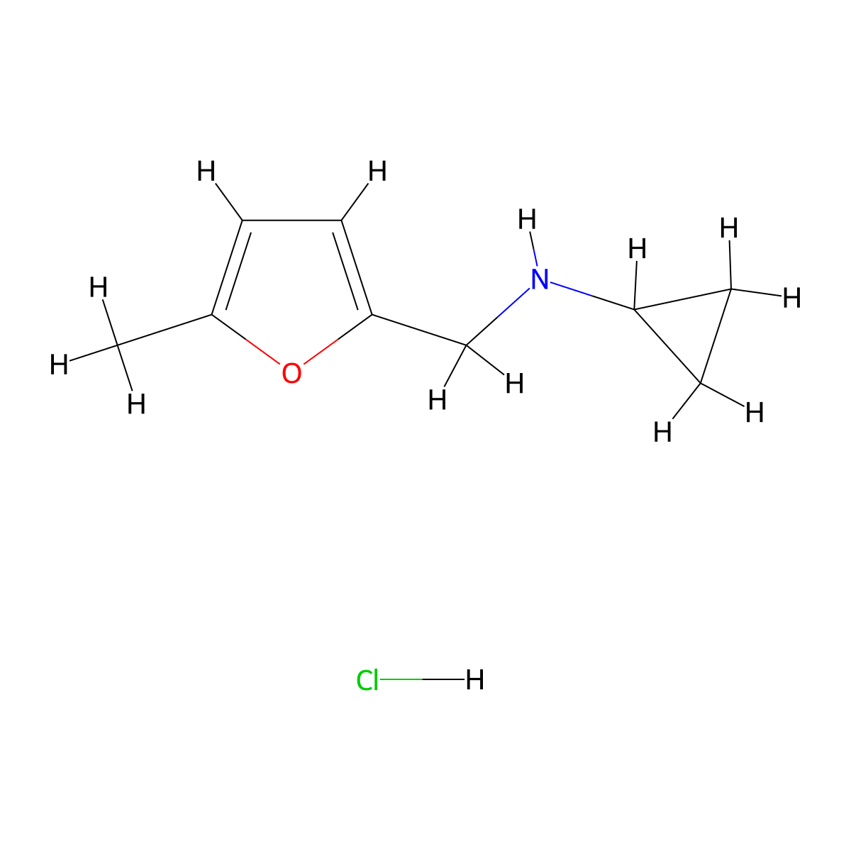 N-[(5-methyl-2-furyl)methyl]cyclopropanamine hydrochloride molecular structure, CAS 1332530-98-9