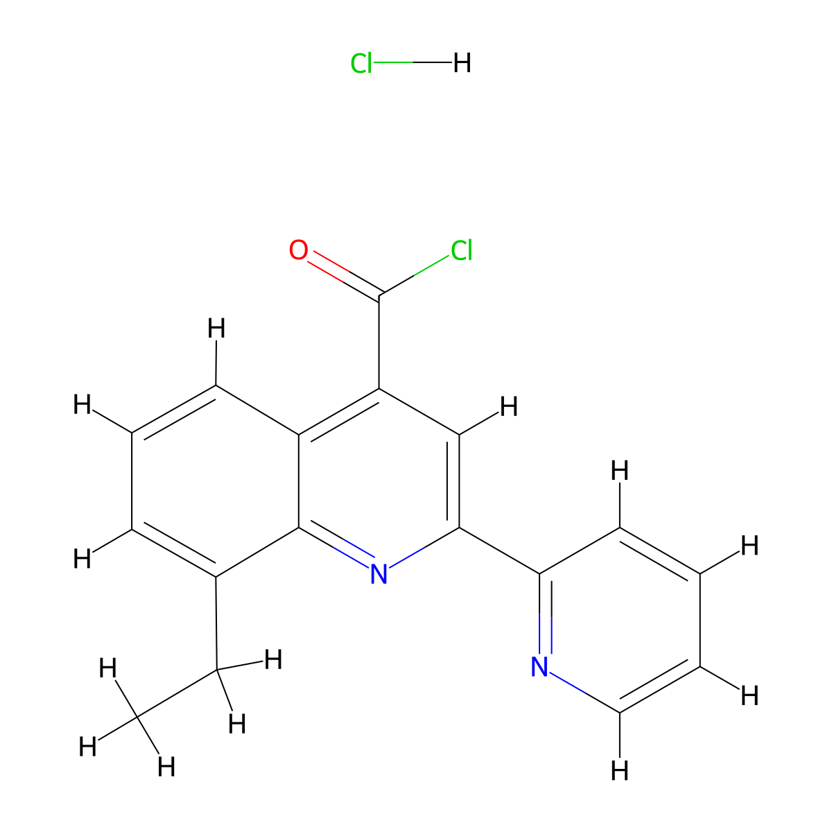 8-Ethyl-2-(pyridin-2-yl)quinoline-4-carbonyl chloride hydrochloride molecular structure, CAS 1332530-99-0