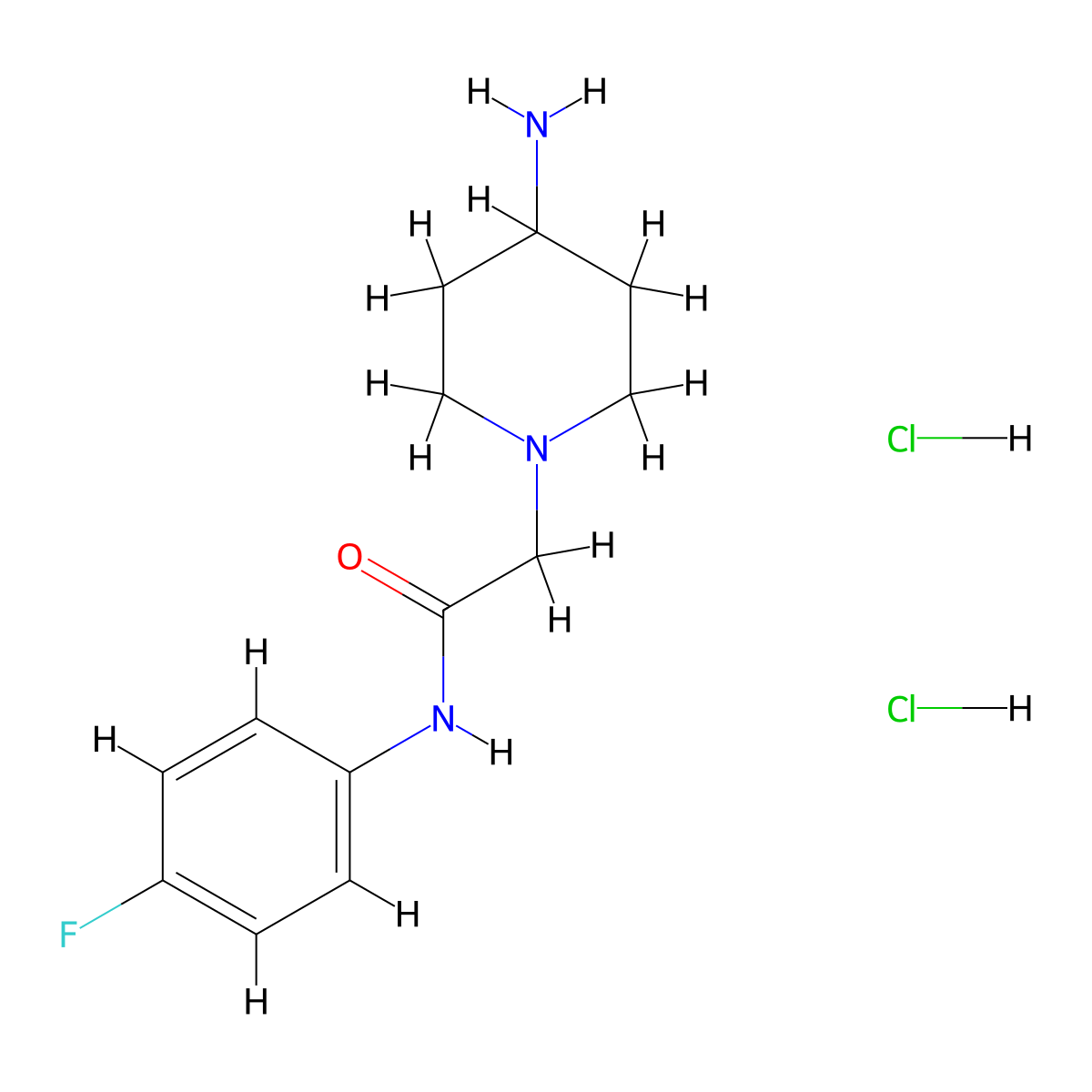 2-(4-aminopiperidin-1-yl)-N-(4-fluorophenyl)acetamide dihydrochloride molecular structure, CAS 1332531-00-6