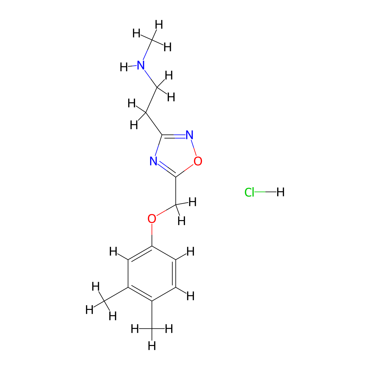 (2-{5-[(3,4-Dimethylphenoxy)methyl]-1,2,4-oxadiazol-3-yl}ethyl)methylamine hydrochloride molecular structure, CAS 1332531-11-9