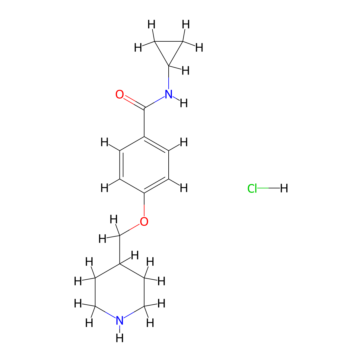 N-cyclopropyl-4-(piperidin-4-ylmethoxy)benzamide hydrochloride molecular structure, CAS 1332531-14-2