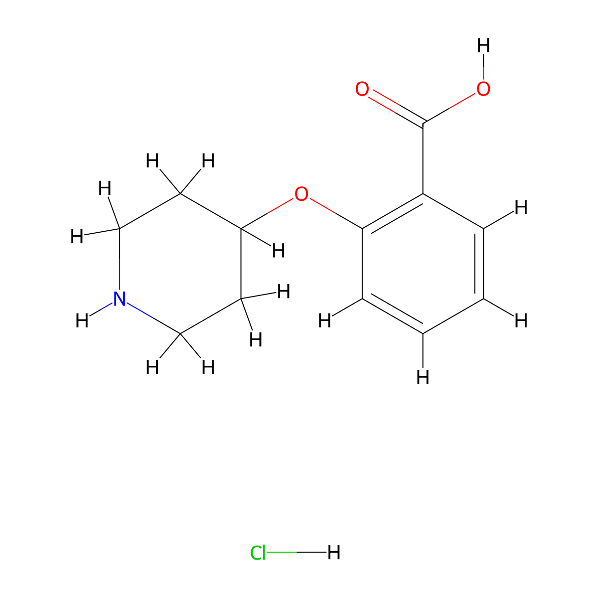 2-(Piperidin-4-yloxy)benzoic acid hydrochloride molecular structure, CAS 1332531-16-4