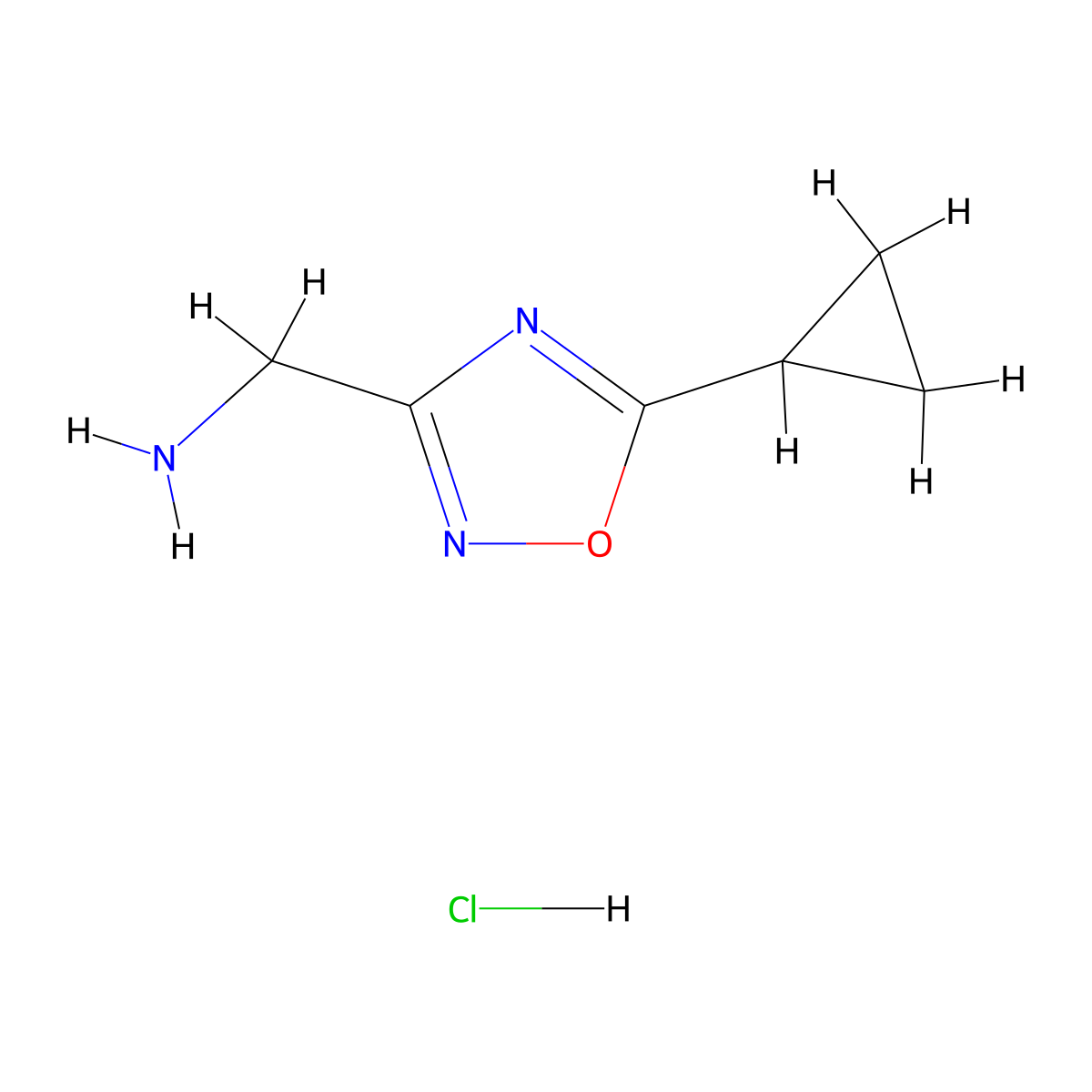 (5-Cyclopropyl-1,2,4-oxadiazol-3-yl)methanamine hydrochloride molecular structure, CAS 1332531-19-7