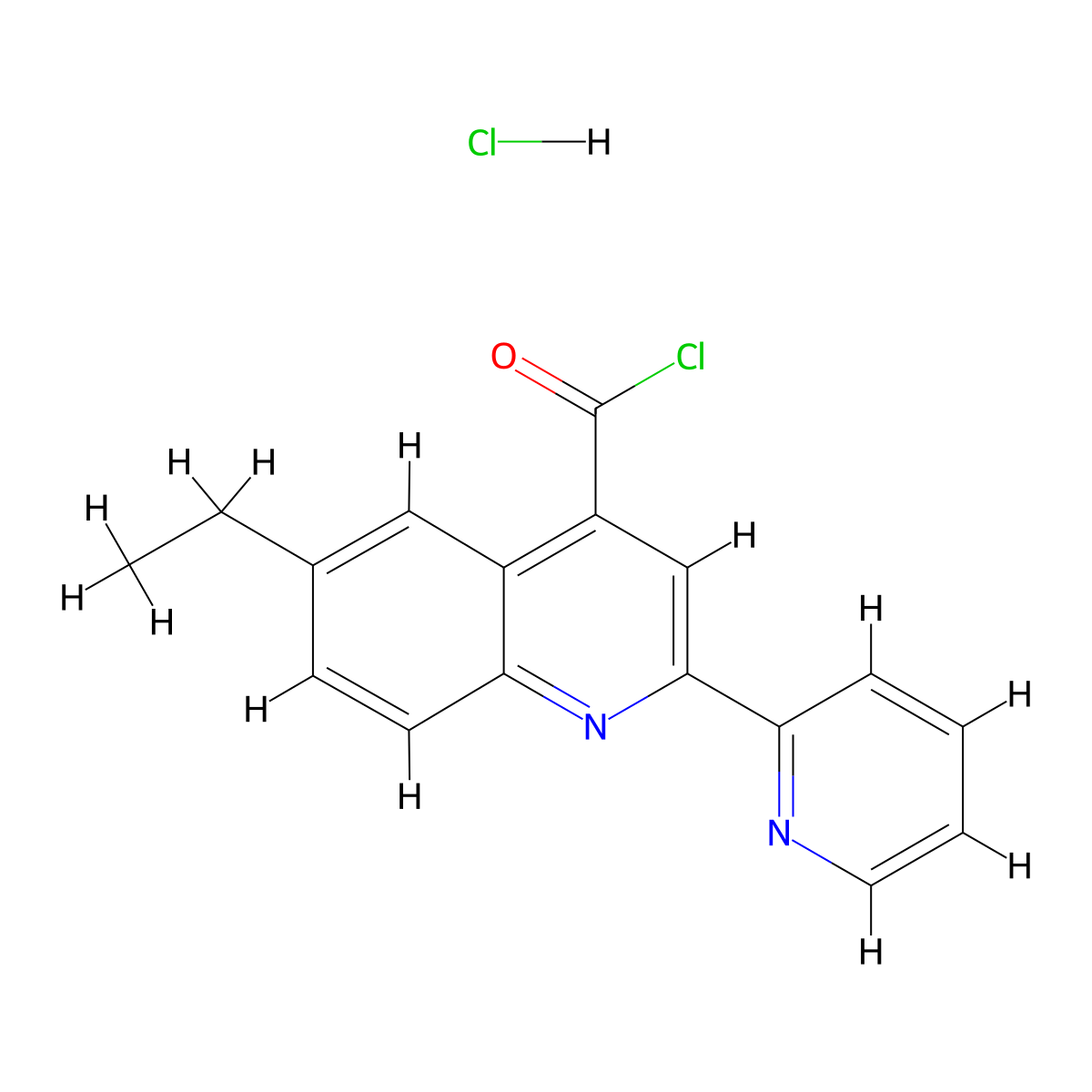 6-Ethyl-2-(pyridin-2-yl)quinoline-4-carbonyl chloride hydrochloride molecular structure, CAS 1332531-20-0