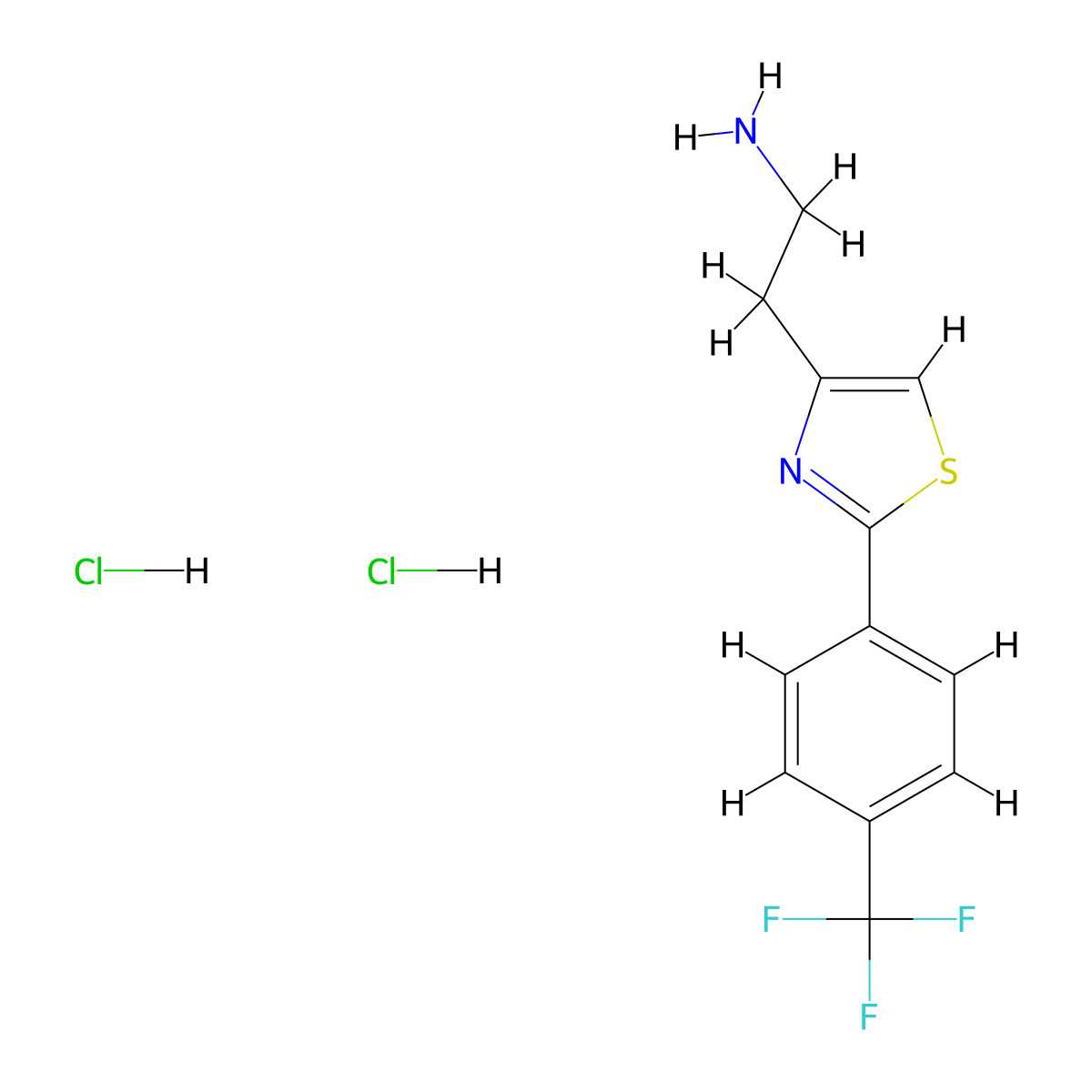 (2-{2-[4-(Trifluoromethyl)phenyl]-1,3-thiazol-4-yl}ethyl)amine dihydrochloride molecular structure, CAS 1332531-22-2