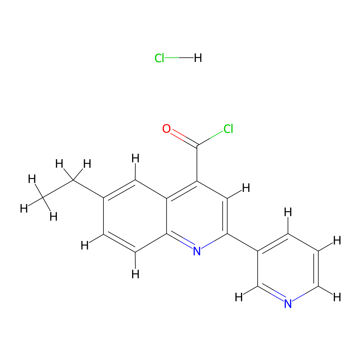 6-Ethyl-2-(pyridin-3-yl)quinoline-4-carbonyl chloride hydrochloride molecular structure, CAS 1332531-35-7