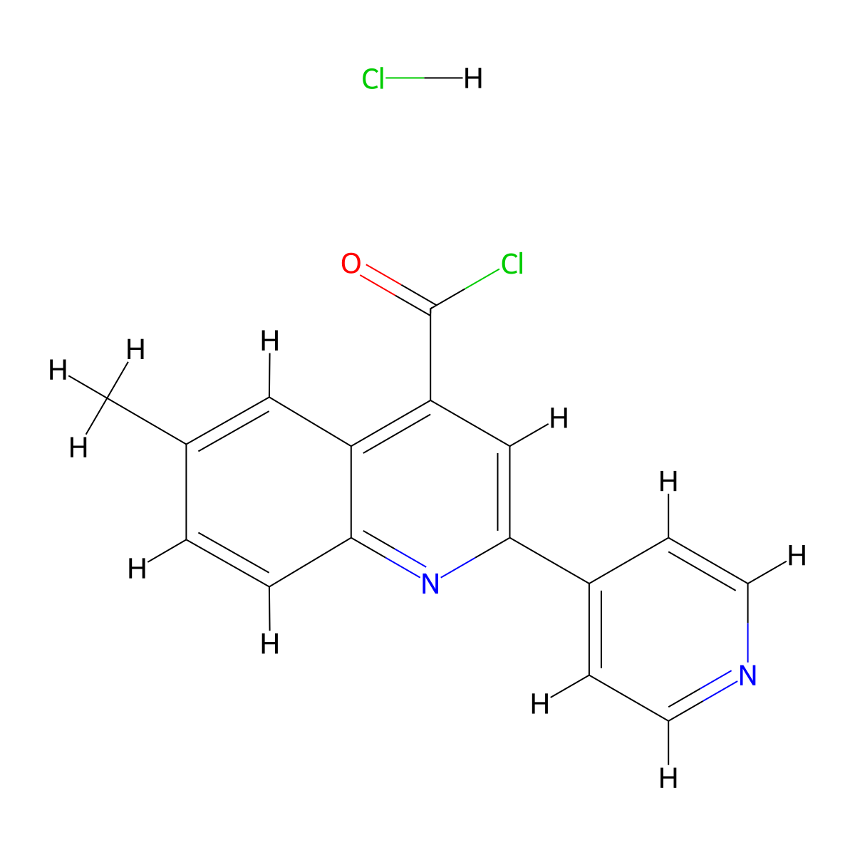 6-Methyl-2-(pyridin-4-yl)quinoline-4-carbonyl chloride hydrochloride molecular structure, CAS 1332531-38-0