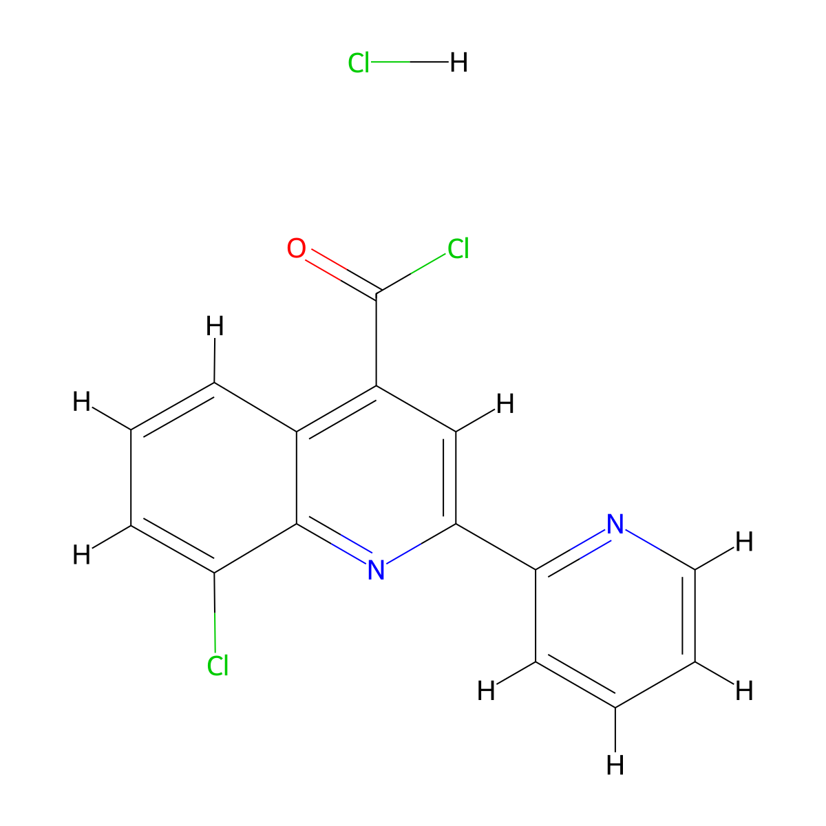 8-Chloro-2-(pyridin-2-yl)quinoline-4-carbonyl chloride hydrochloride molecular structure, CAS 1332531-39-1