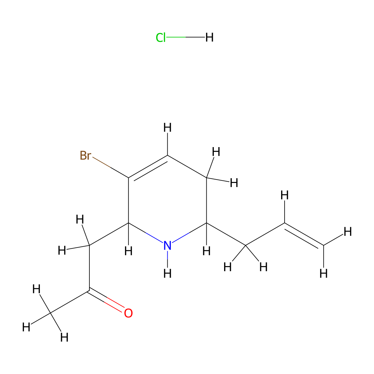 1-(6-Allyl-3-bromo-1,2,5,6-tetrahydropyridin-2-yl)acetone hydrochloride molecular structure, CAS 1332531-41-5