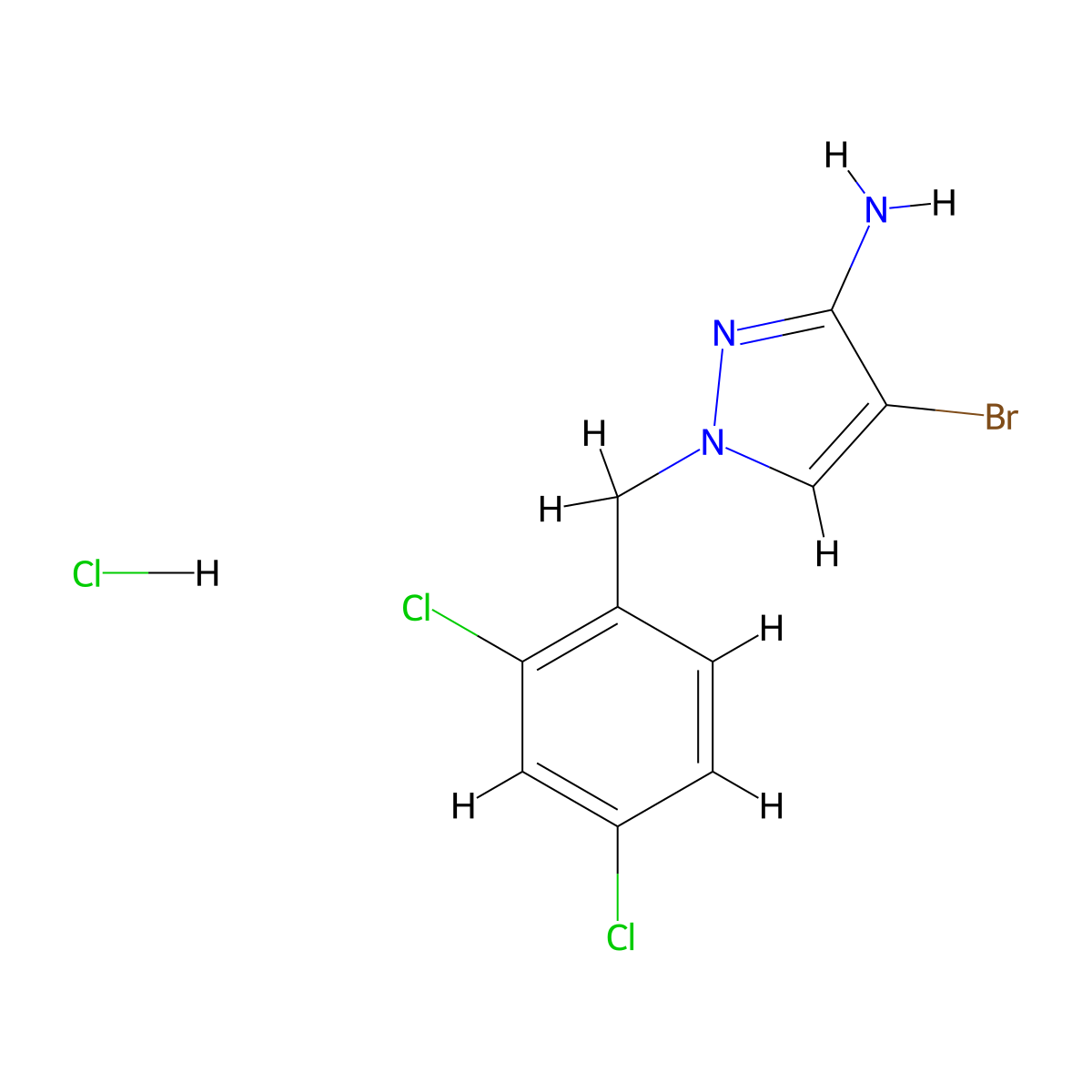 4-bromo-1-(2,4-dichlorobenzyl)-1H-pyrazol-3-amine hydrochloride molecular structure, CAS 1332531-42-6