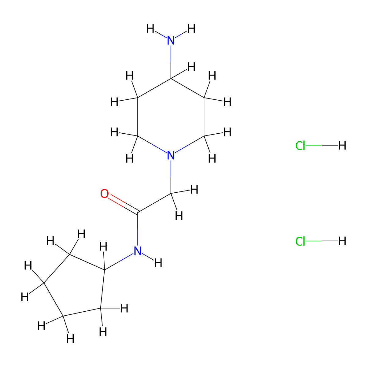 2-(4-aminopiperidin-1-yl)-N-cyclopentylacetamide dihydrochloride molecular structure, CAS 1332531-46-0