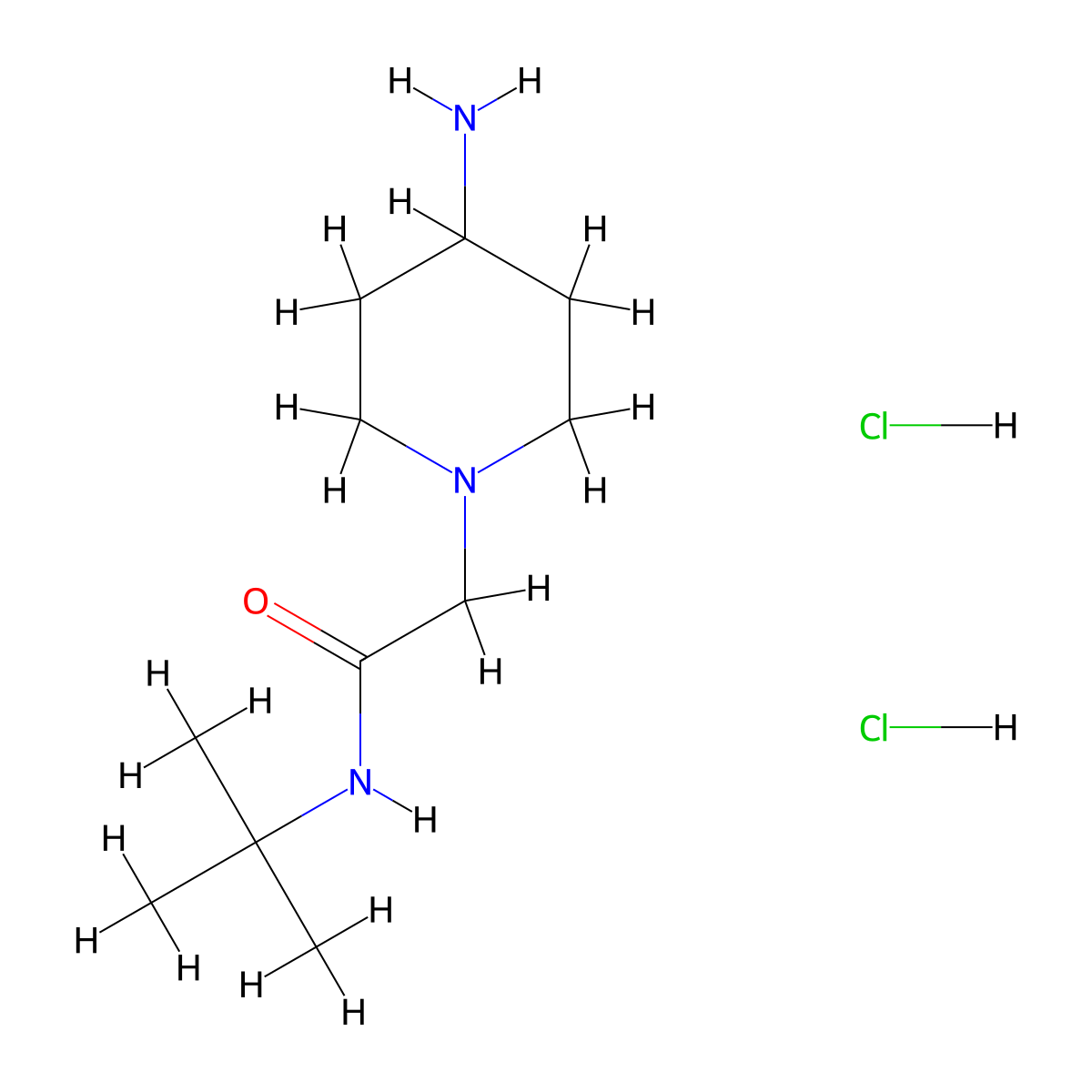 2-(4-aminopiperidin-1-yl)-N-(tert-butyl)acetamide dihydrochloride molecular structure, CAS 1332531-47-1