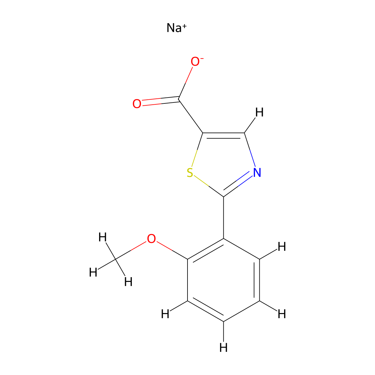 Sodium 2-(2-methoxyphenyl)-1,3-thiazole-5-carboxylate molecular structure, CAS 1332531-53-9