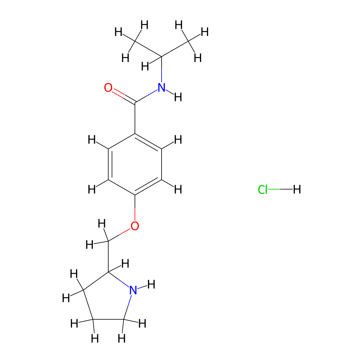 N-isopropyl-4-(pyrrolidin-2-ylmethoxy)benzamide hydrochloride molecular structure, CAS 1332531-55-1