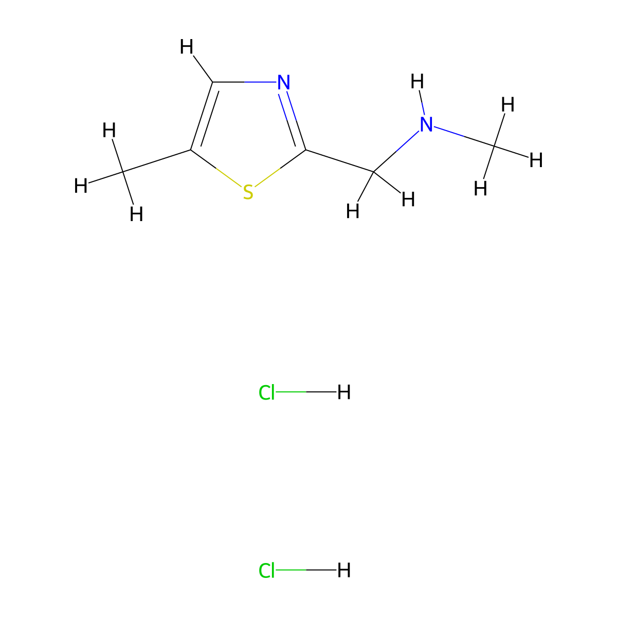 Methyl[(5-methyl-1,3-thiazol-2-yl)methyl]amine dihydrochloride molecular structure, CAS 1332531-56-2