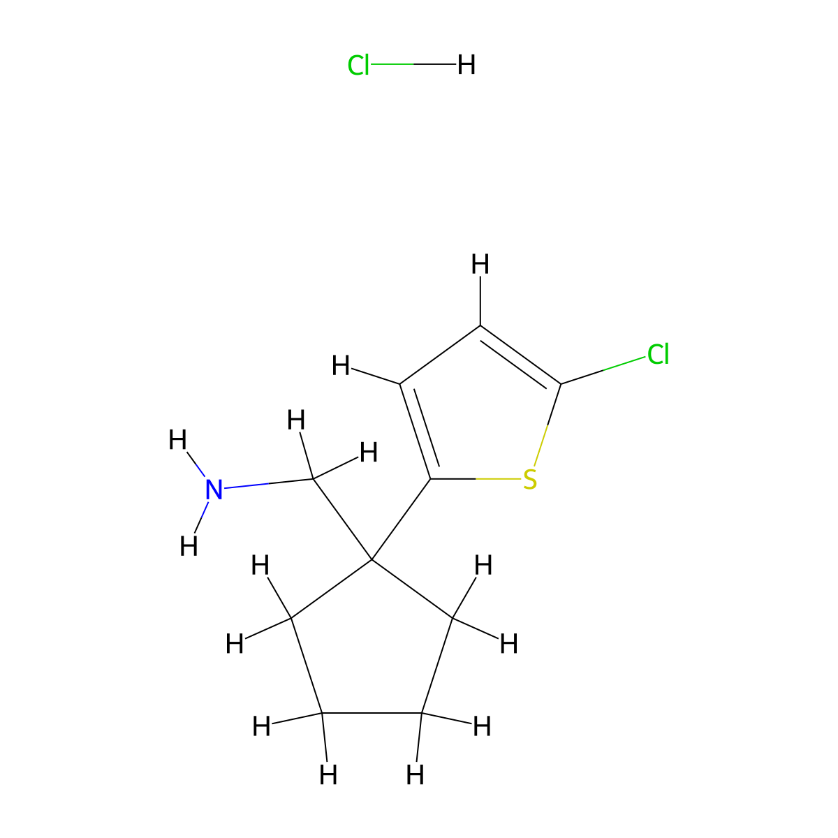 ([1-(5-Chloro-2-thienyl)cyclopentyl]methyl)amine hydrochloride molecular structure, CAS 1332531-63-1