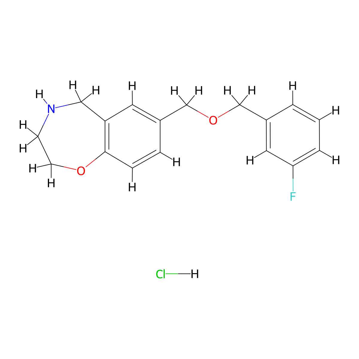 7-{[(3-Fluorobenzyl)oxy]methyl}-2,3,4,5-tetrahydro-1,4-benzoxazepine hydrochloride molecular structure, CAS 1332531-68-6