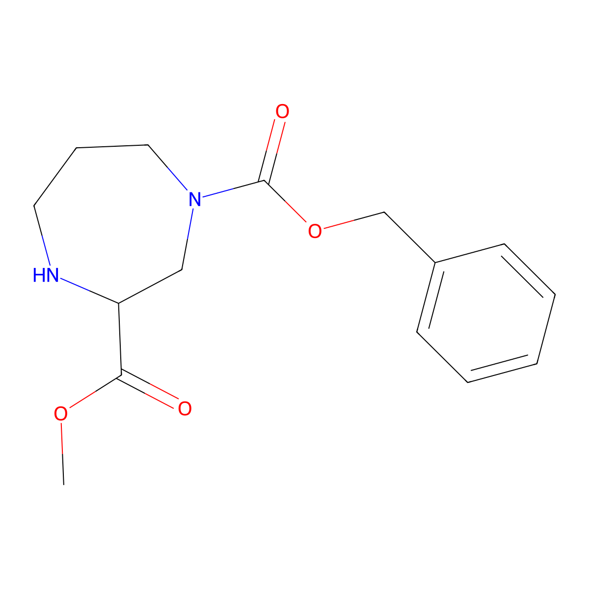 1-Benzyl 3-methyl 1,4-diazepane-1,3-dicarboxylate molecular structure, CAS 1332574-95-4