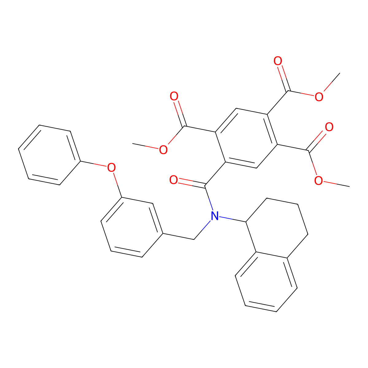 1,2,4-Benzenetricarboxylic acid, 5-[[[(3-phenoxyphenyl)methyl][(1S)-1,2,3,4-tetrahydro-1-naphthalenyl]amino]carbonyl]-, 1,2,4-trimethyl ester molecular structure, CAS 1332577-02-2
