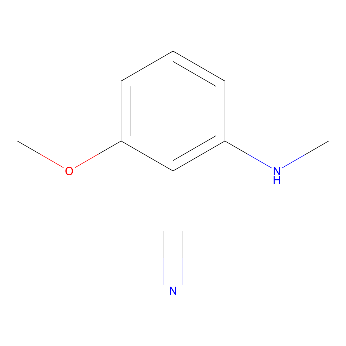 2-Methoxy-6-(methylamino)benzonitrile molecular structure, CAS 1332581-19-7
