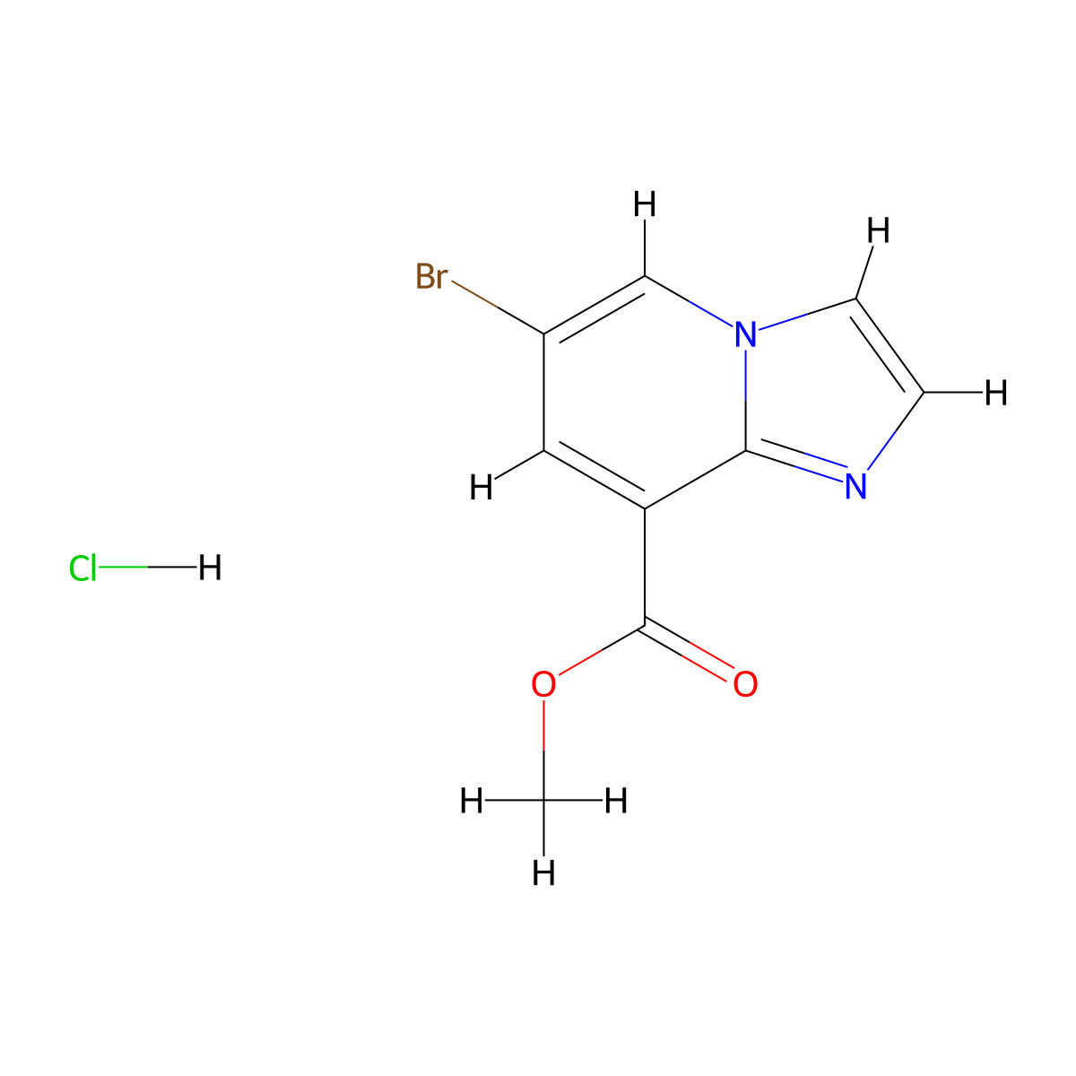 Methyl 6-bromoimidazo[1,2-a]pyridine-8-carboxylate hydrochloride molecular structure, CAS 1332581-63-1