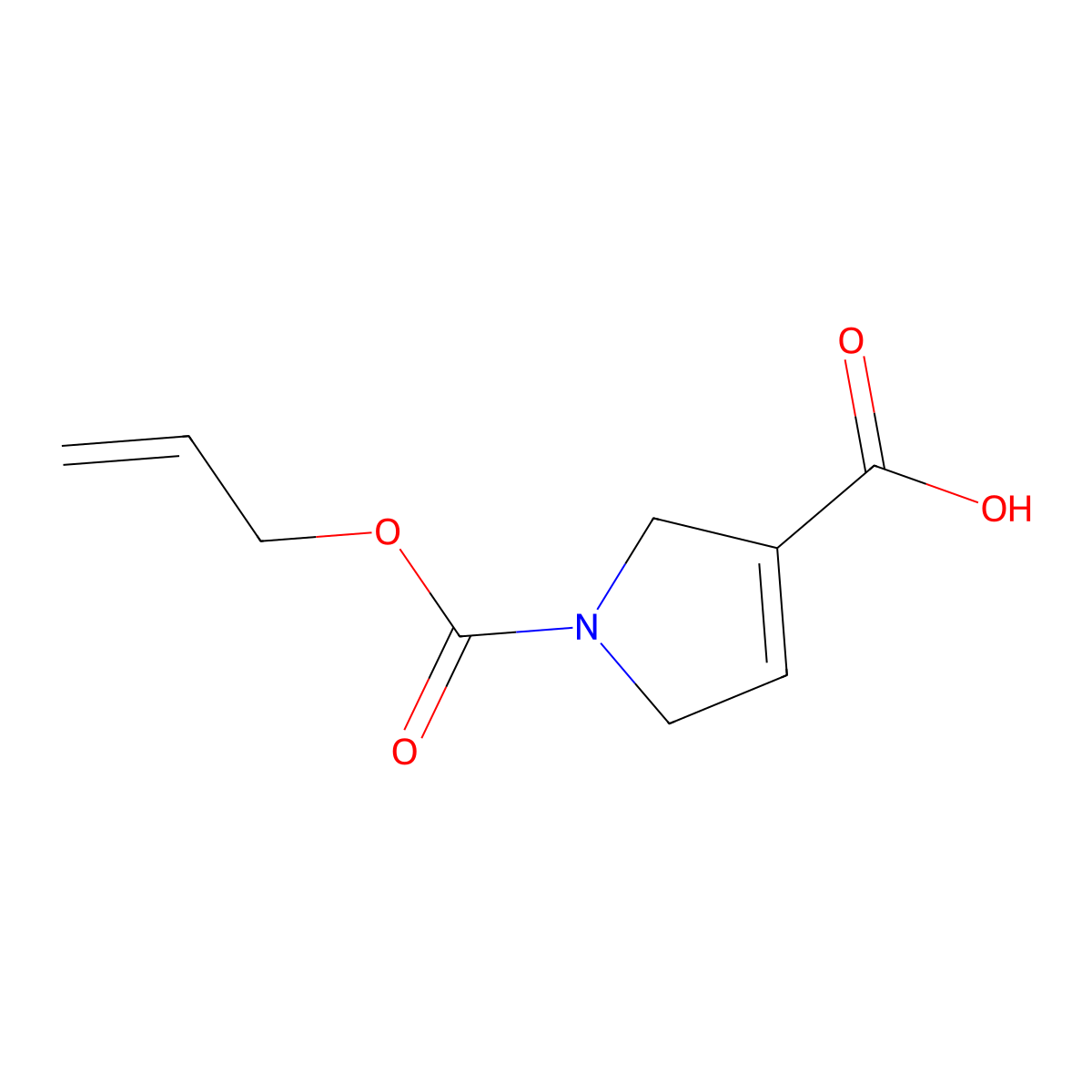 1-[(prop-2-en-1-yloxy)carbonyl]-2,5-dihydro-1H-pyrrole-3-carboxylic acid molecular structure, CAS 1332583-43-3
