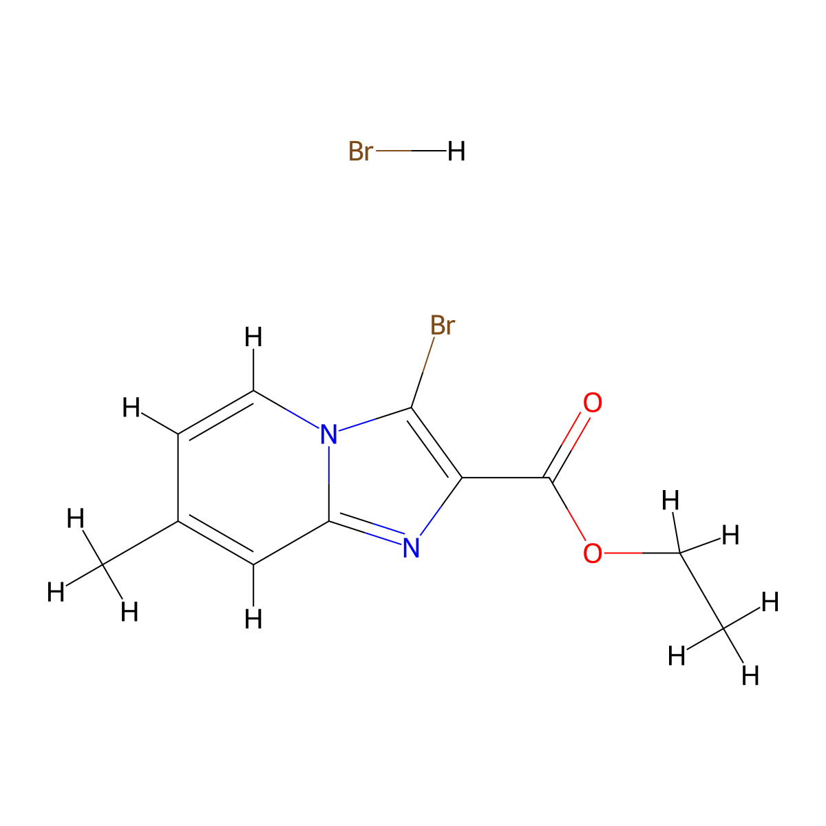 Ethyl 3-bromo-7-methylimidazo[1,2-a]pyridine-2-carboxylate hydrobromide molecular structure, CAS 1332588-44-9