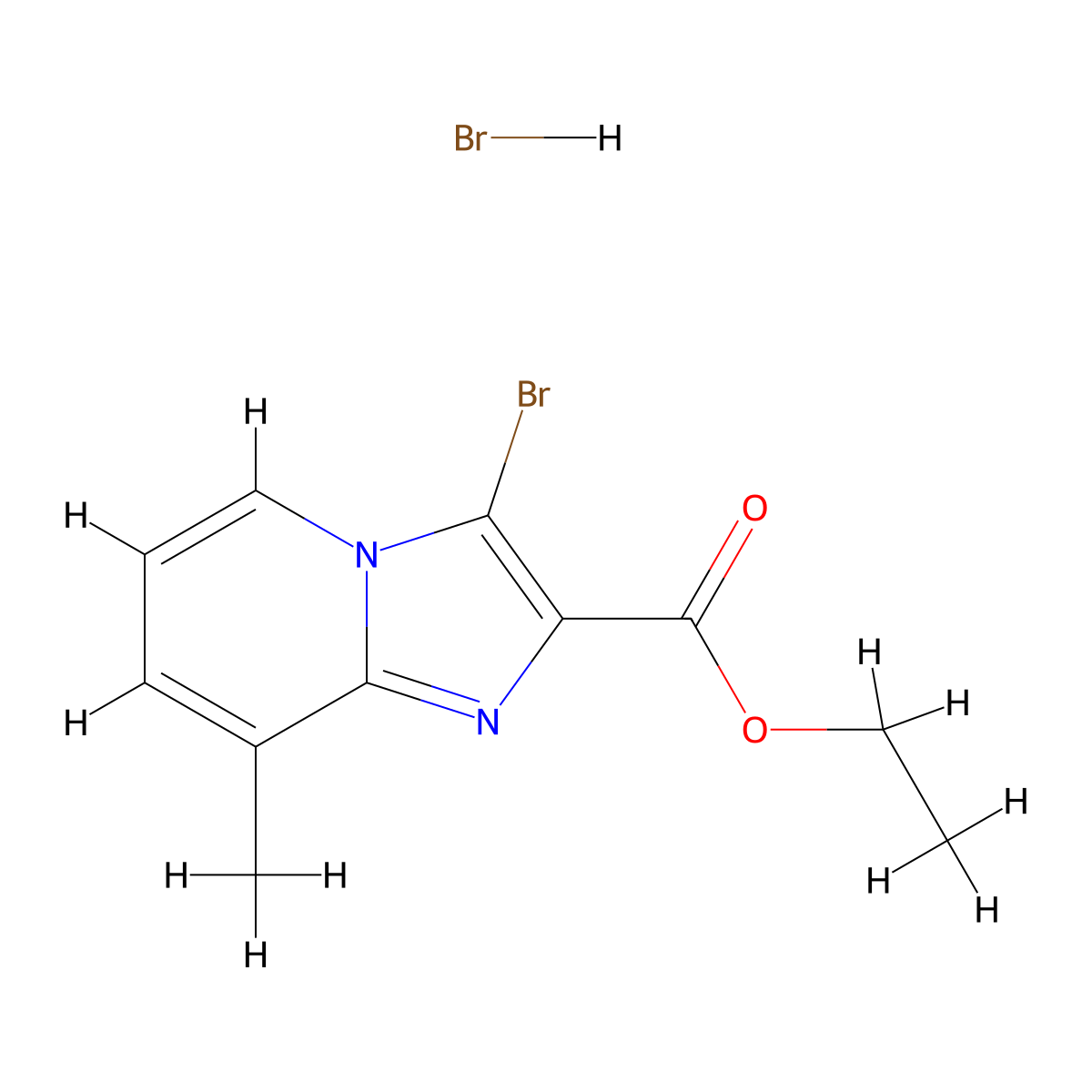 Ethyl 3-bromo-8-methylimidazo[1,2-a]pyridine-2-carboxylate hydrobromide molecular structure, CAS 1332589-38-4