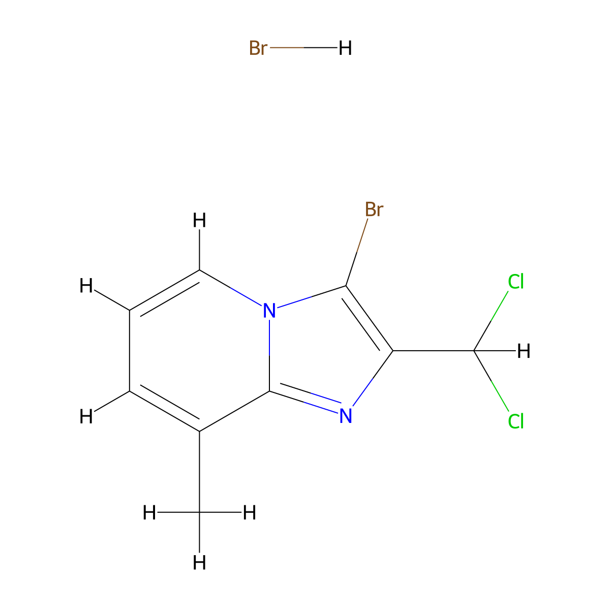 3-Bromo-2-(dichloromethyl)-8-methylimidazo[1,2-a]pyridine hydrobromide molecular structure, CAS 1332589-49-7