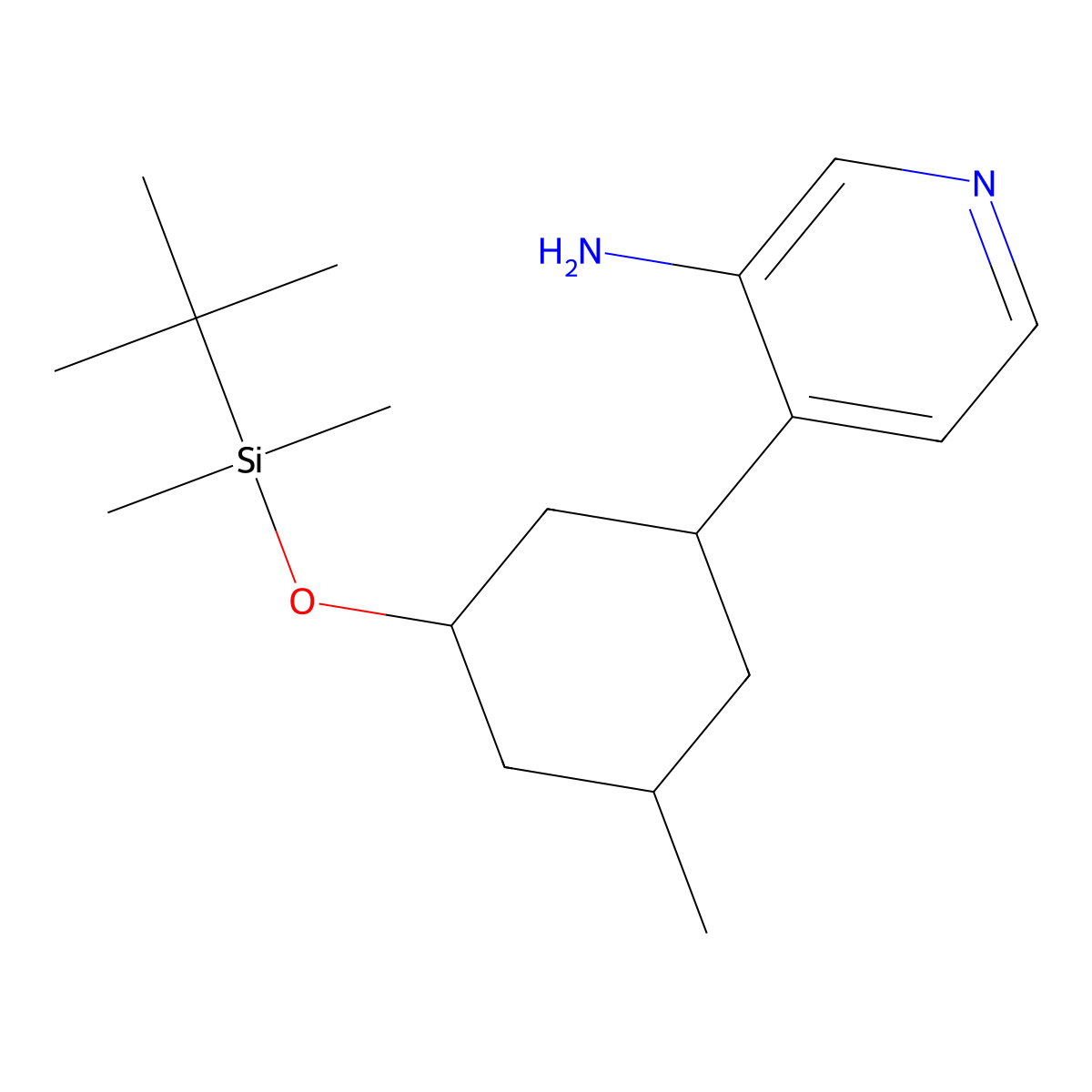 4-(3-((tert-Butyldimethylsilyl)oxy)-5-methylcyclohexyl)pyridin-3-amine molecular structure, CAS 1332589-86-2