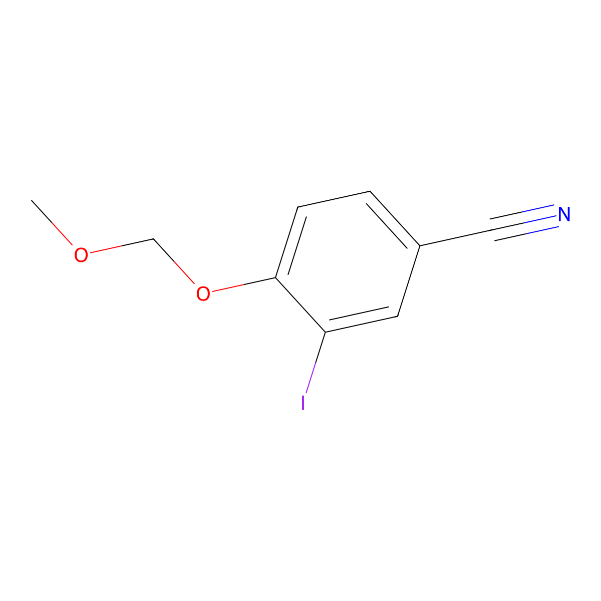 3-Iodo-4-(methoxymethoxy)benzonitrile molecular structure, CAS 1332591-18-0