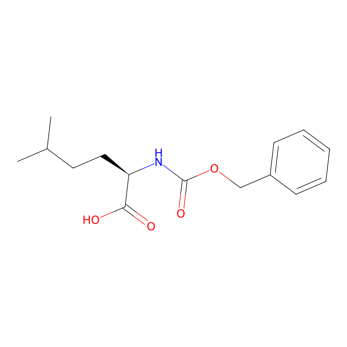 (2R)-5-methyl-2-(phenylmethoxycarbonylamino)hexanoic acid molecular structure, CAS 1332594-74-7