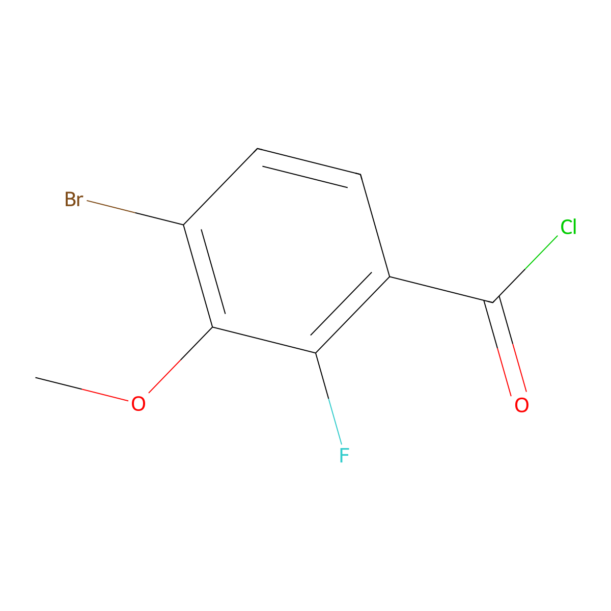 4-Bromo-2-fluoro-3-methoxybenzoyl chloride molecular structure, CAS 1332597-86-0