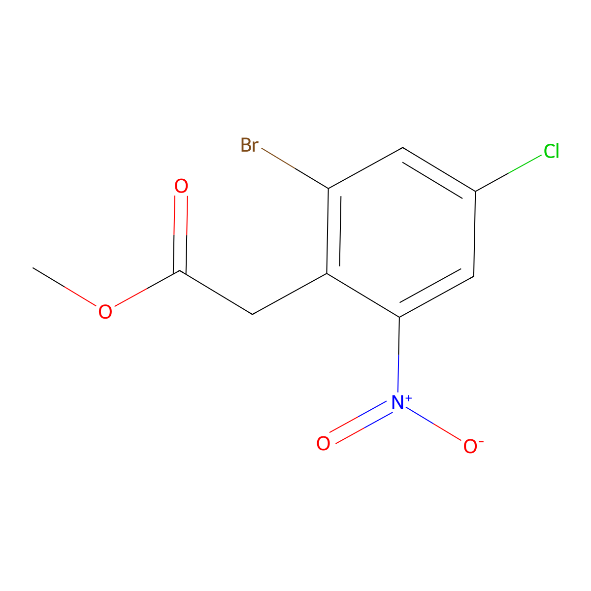 MEthyl 2-(2-bromo-4-chloro-6-nitrophenyl)acetate molecular structure, CAS 1332600-23-3