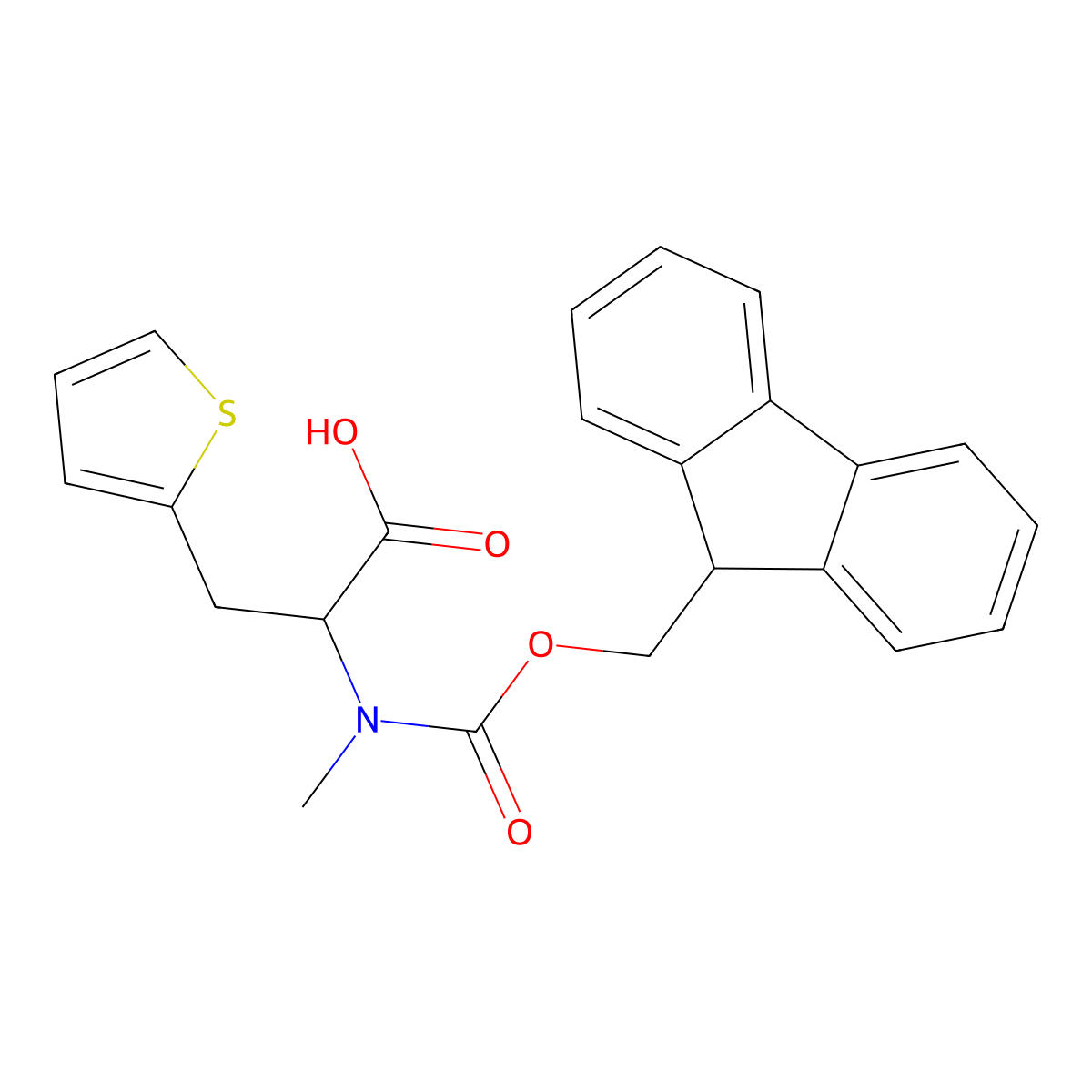 N-Fmoc-N-methyl-3-(2-thienyl)-L-alanine molecular structure, CAS 1332600-71-1