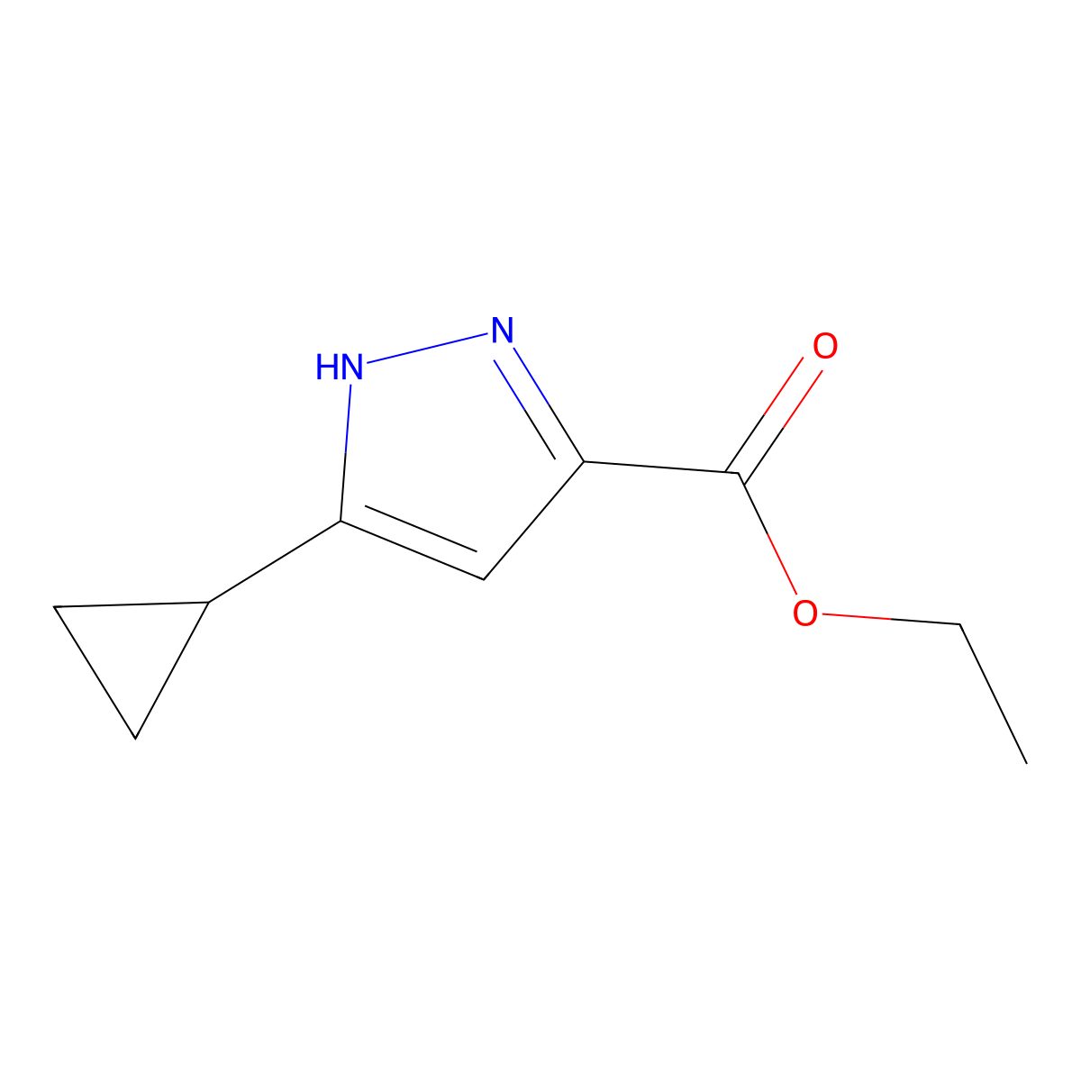 ethyl 5-cyclopropyl-1H-pyrazole-3-carboxylate molecular structure, CAS 133261-06-0