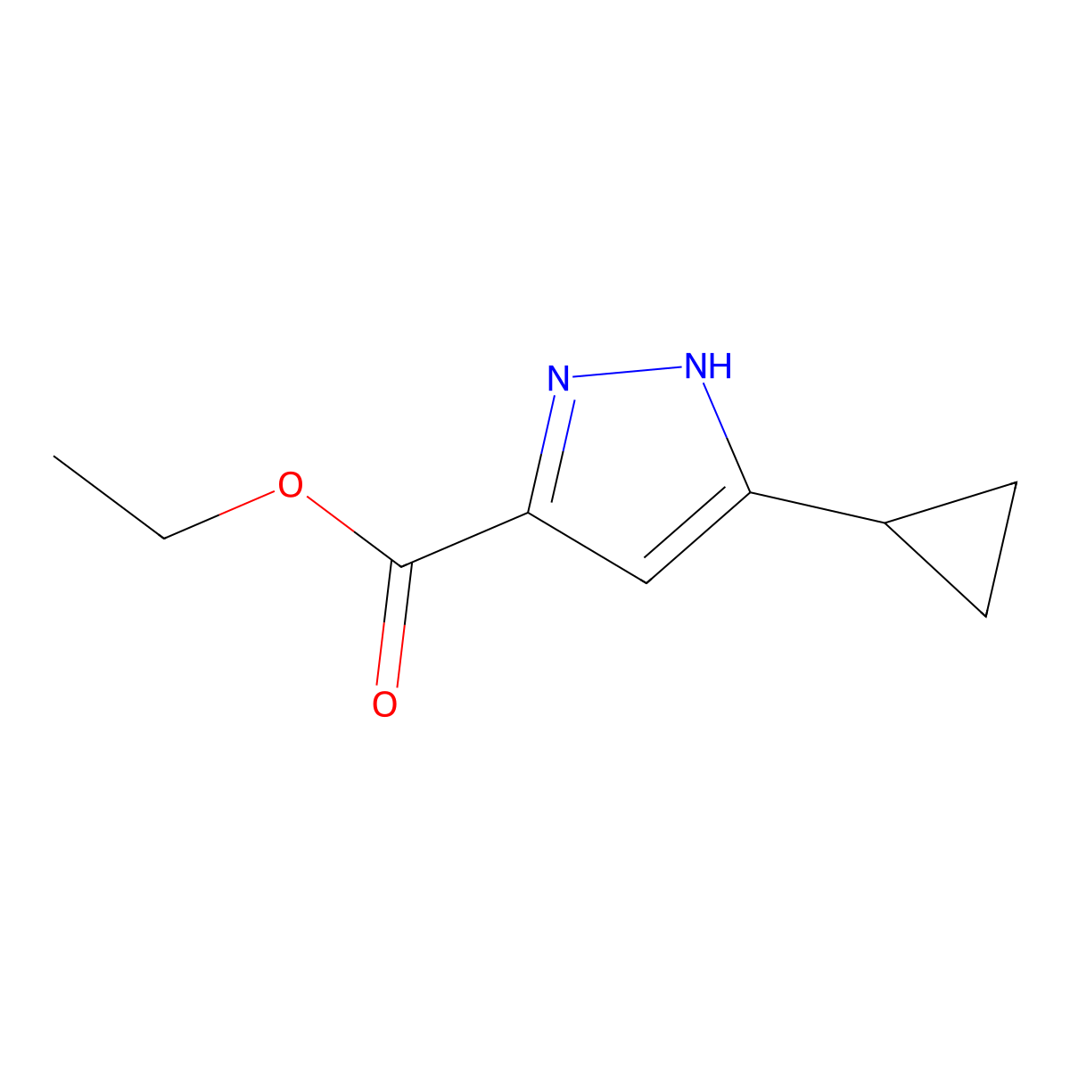 ethyl 5-cyclopropyl-1H-pyrazole-3-carboxylate molecular structure, CAS 133261-06-0