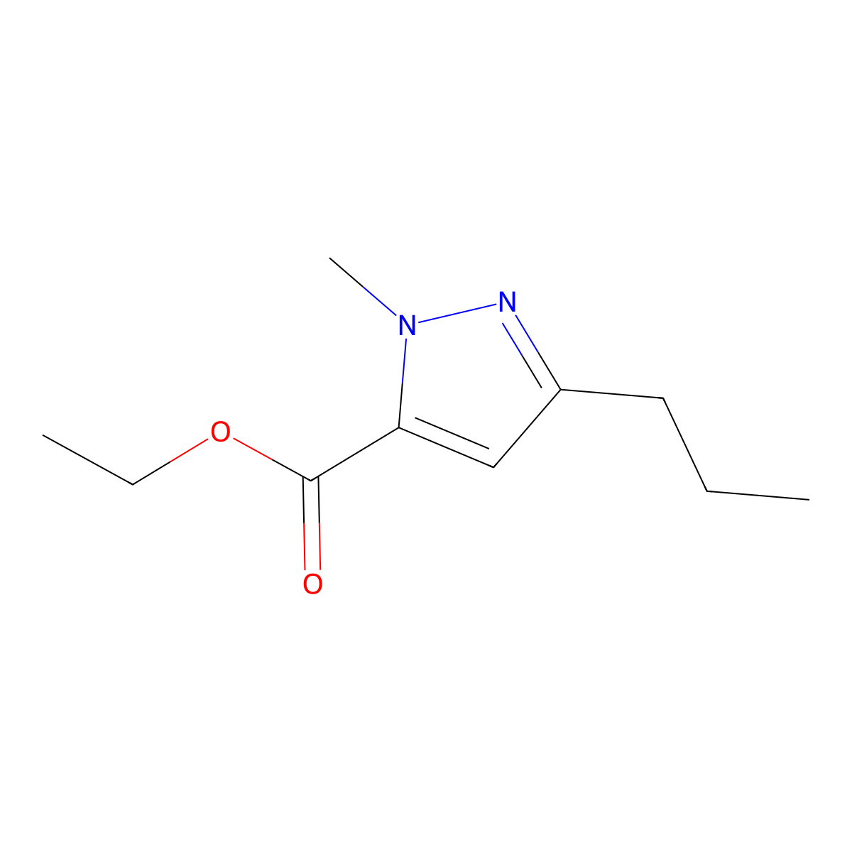 1H-Pyrazole-5-carboxylic acid, 1-methyl-3-propyl-, ethyl ester molecular structure, CAS 133261-07-1
