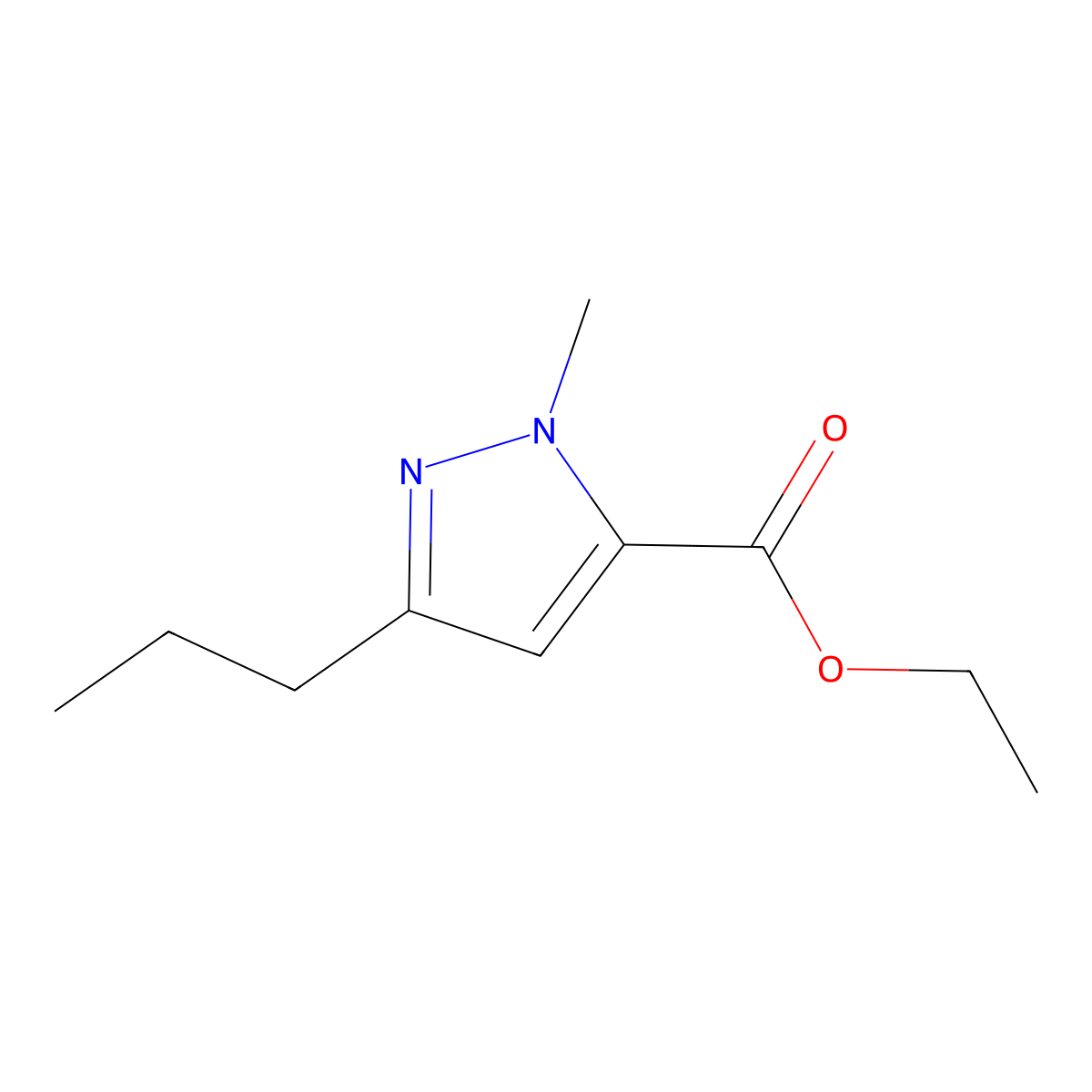 1H-Pyrazole-5-carboxylic acid, 1-methyl-3-propyl-, ethyl ester molecular structure, CAS 133261-07-1