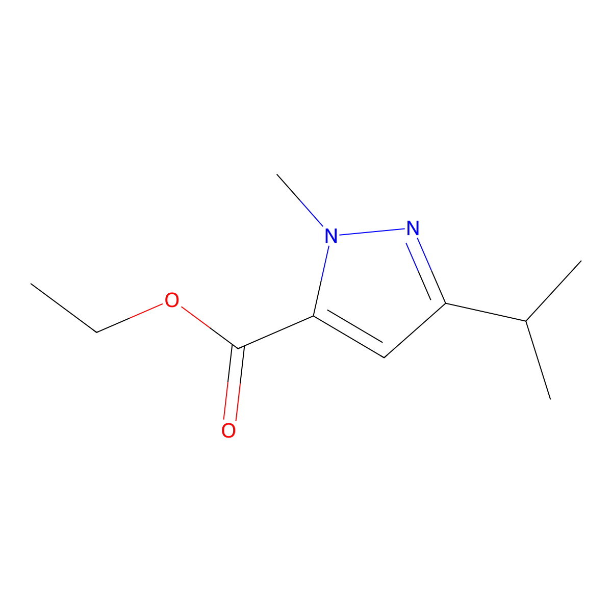 Ethyl 3-isopropyl-1-methyl-1H-pyrazole-5-carboxylate molecular structure, CAS 133261-08-2