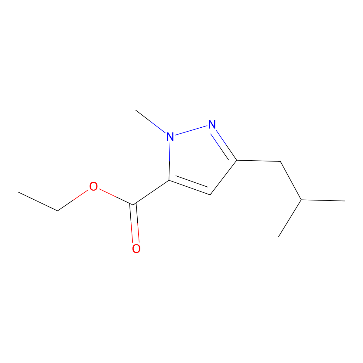 Ethyl 3-isobutyl-1-methyl-1H-pyrazole-5-carboxylate molecular structure, CAS 133261-09-3